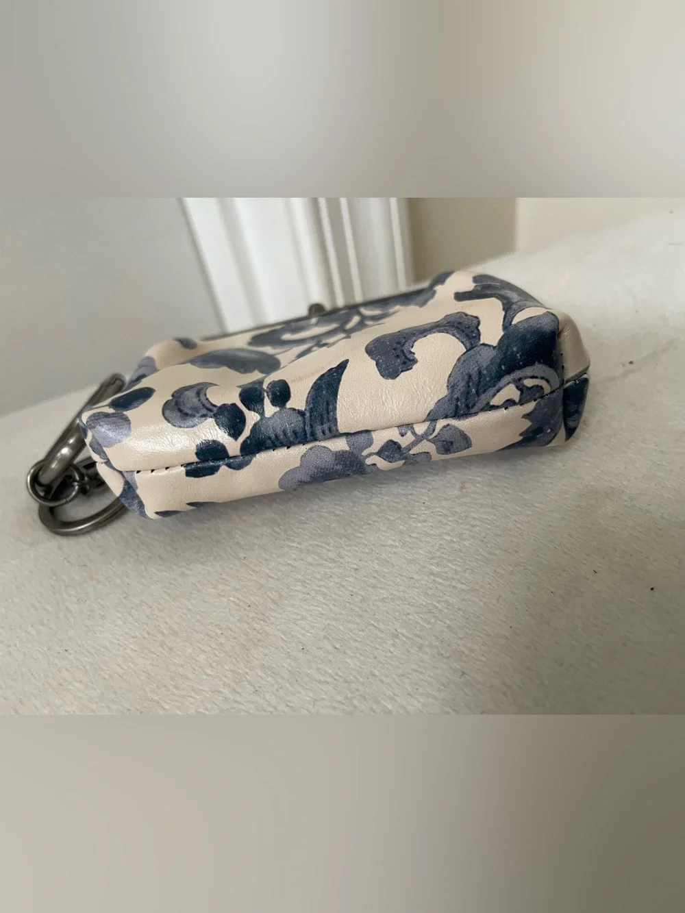 Patricia Nash Cream coin Pouch with Navy Floral Print